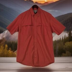 Duluth Trading Co Mens Medium Burnt Orange Ripstop Vented Fishing CoolPlus Shirt